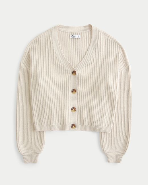 Hollister Natural Easy Cozy Ribbed Cardigan