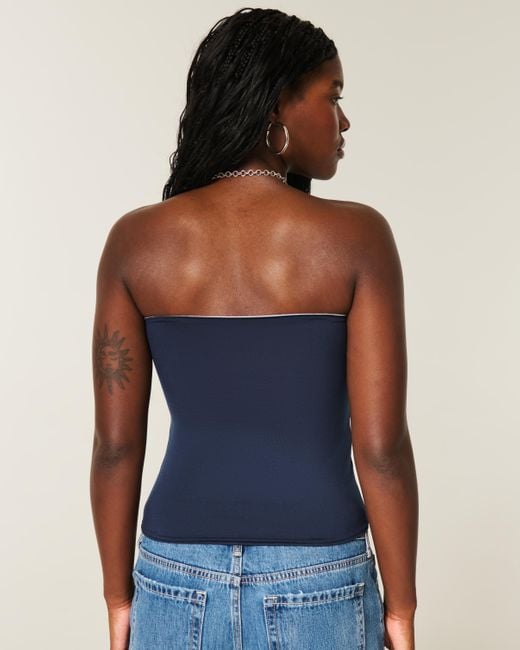 Hollister Blue Taylor Nahtloses wendbares Schlauchoberteil aus Stoff