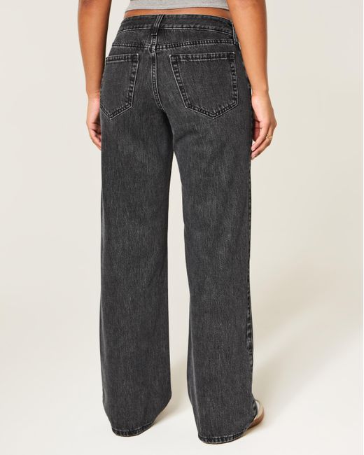 Hollister Gray Curvy Low-rise Washed Black Baggy Jeans