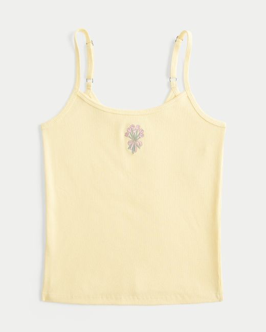 Hollister Natural Geripptes Camisole mit geblümter Grafik