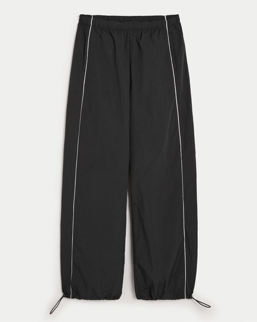 Hollister Black Gilly Hicks Active Tipped Crinkle Parachute Pants