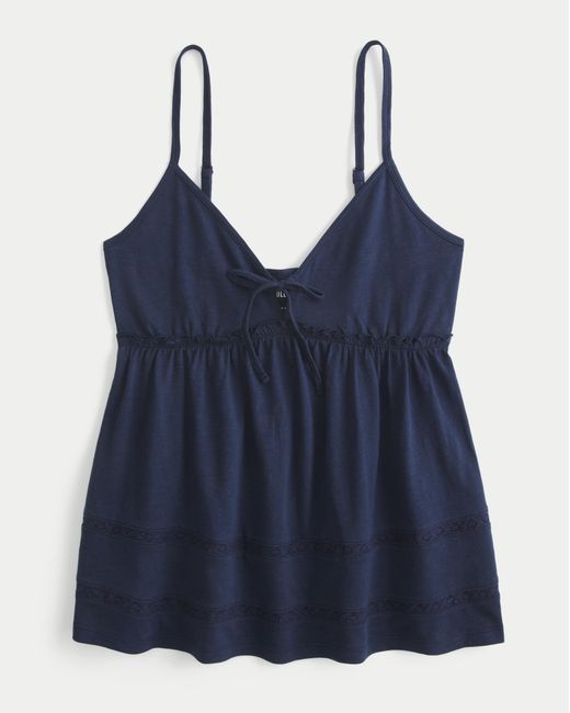 Hollister Blue Tie-front Babydoll Top