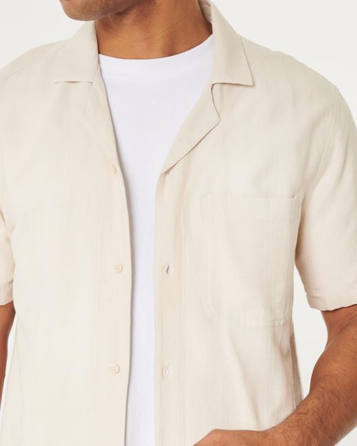 Hollister Kurzärmliges Hemd mit durchgehendem Knopfverschluss in Natural für Herren