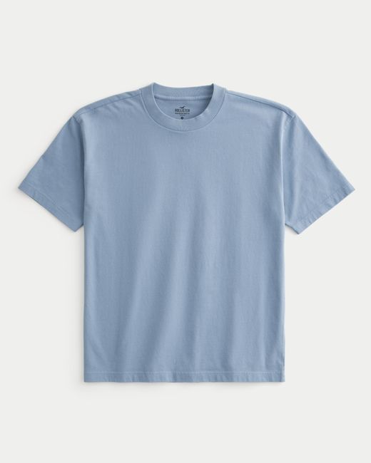 Hollister Blue Heavyweight Boxy Crew T-shirt for men