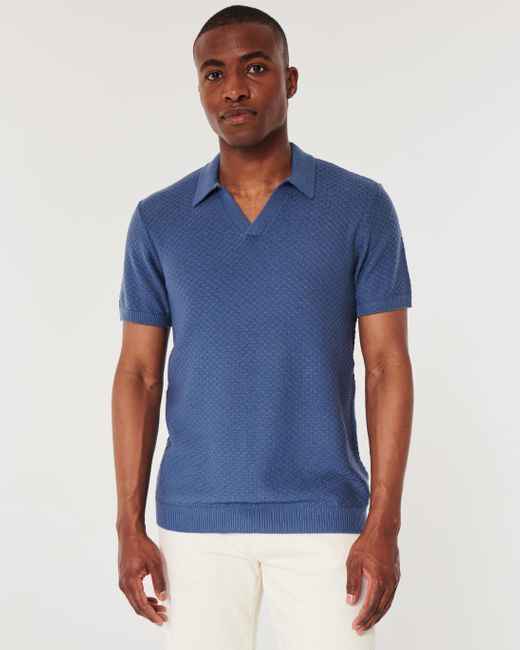Hollister Blue Short-sleeve Sweater Polo for men