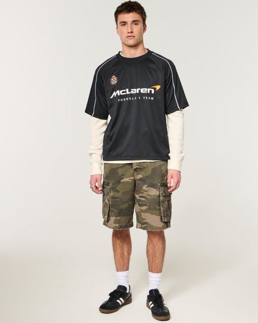 Hollister Green Camo Baggy Cargo Shorts for men