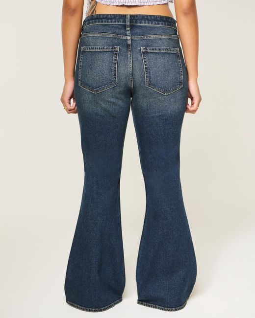 Hollister Blue High-rise Dark Wash Flare Jeans