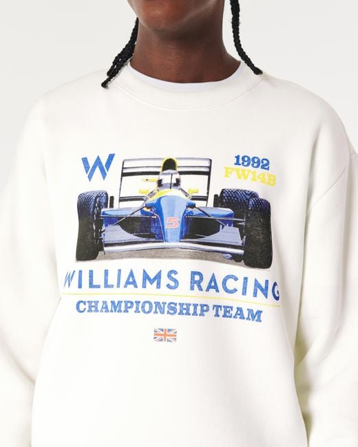 Hollister Blue Relaxed Williams Racing Graphic Crew Sweatshirt