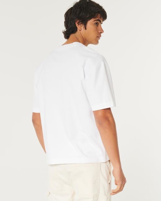 Hollister Schweres, kastig und kurz geschnittenes T-Shirt mit Rundhalsausschnitt in White für Herren
