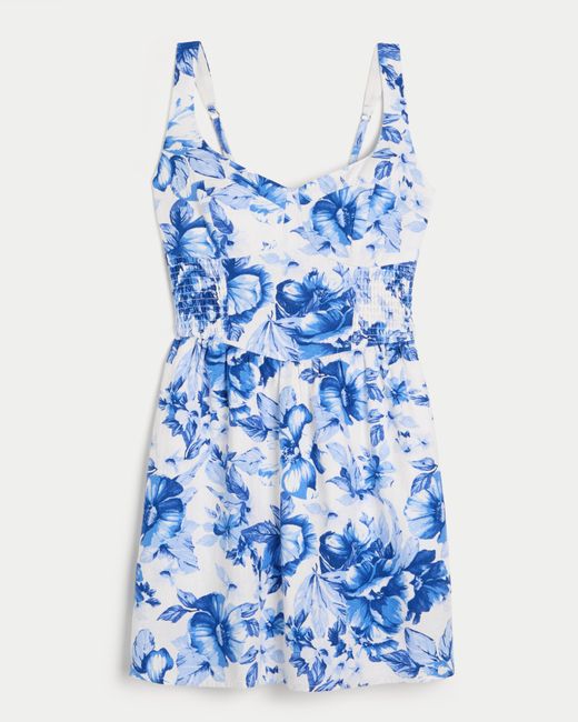 Hollister Blue Linen Blend Mini Skort Dress