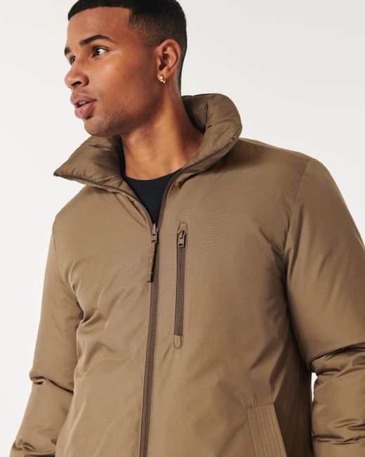 Hollister mockneck puffer jacket cheap red