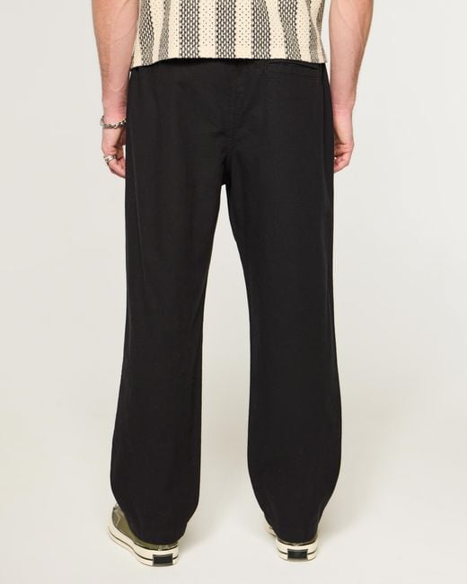 Hollister Black Linen-blend Loose Pull-on Pants for men