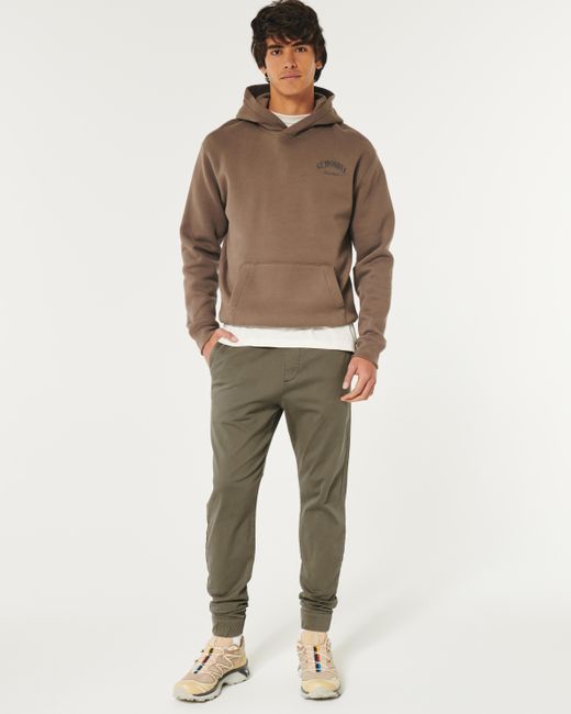 Hollister Green Twill Joggers for men