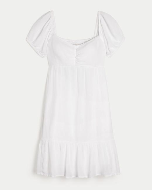 Hollister White Open Back Babydoll Dress