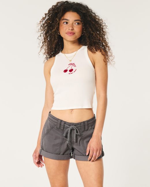 Hollister Gray Low-rise Adjustable Hem Shorts