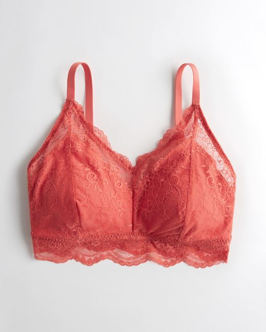 Hollister Red Gilly Hicks Curvy Lace Bralette