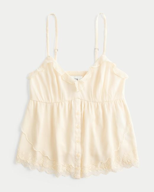 Hollister Natural Easy Chiffon Babydoll Top