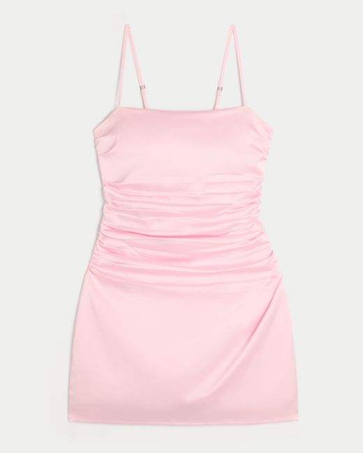 Hollister Pink Satin Back Bow Bodycon Dress