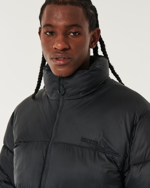 Hollister Black Mock-neck Puffer Jacket for men