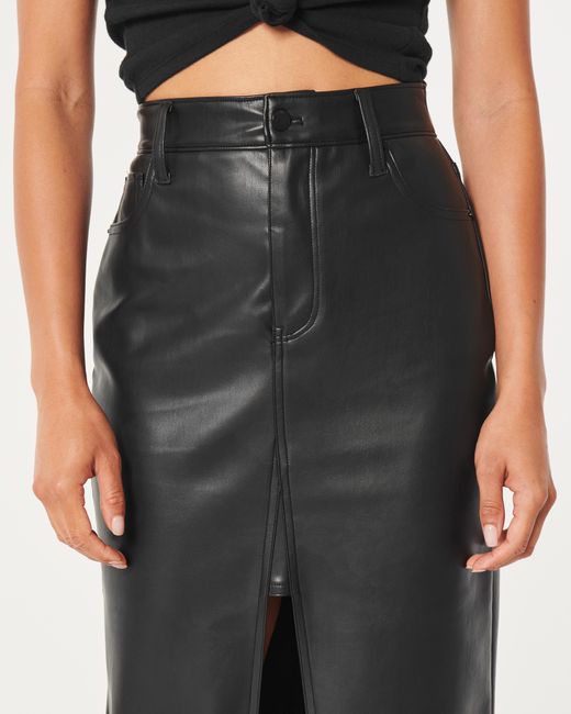 Hollister Black Vegan Leather Maxi Skirt