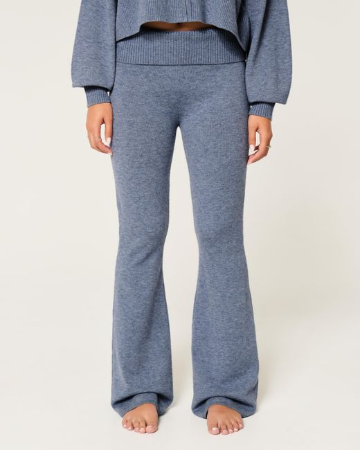 Hollister Blue Gilly Hicks Sweater-knit Foldover Waist Flare Pants