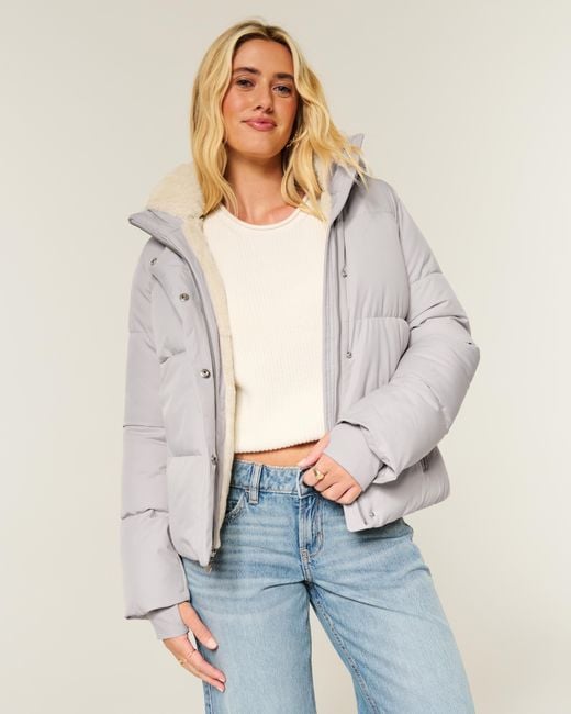 Hollister Natural Faux Fur-lined All-weather Puffer Jacket