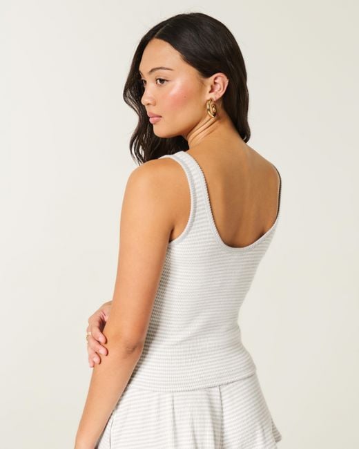 Hollister White Always Cozy Rib Henley Tank