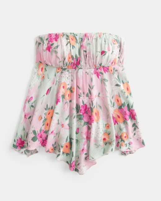 Hollister White Strapless Handkerchief Hem Top