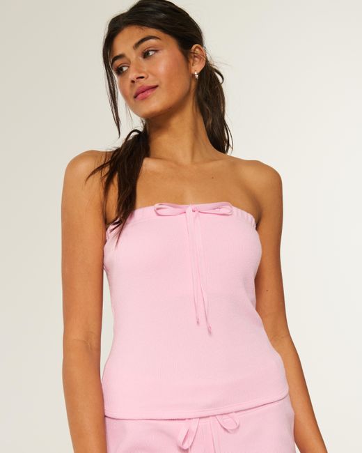 Hollister Pink Gilly Hicks Cozy Waffle Tube Top