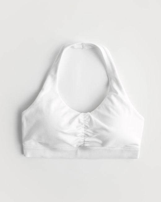 Hollister White Gilly Hicks Go Recharge Cinched Halter Sports Bra