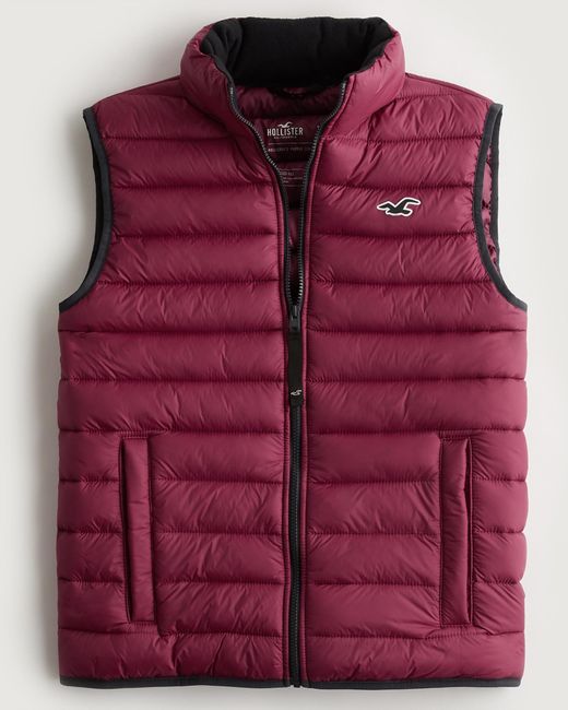 Hollister Logo Icon Puffer Vest in Burgundy (Red) for Men Lyst UK