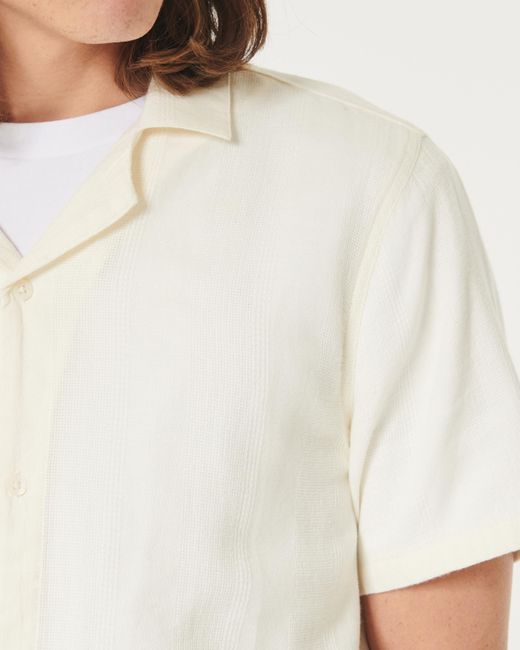Hollister Natural Relaxed Textured Stripe Short-sleeve Shirt for men