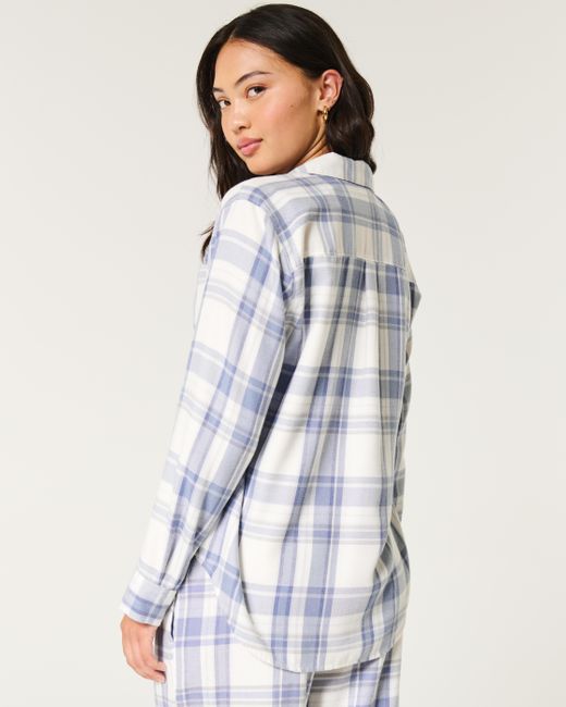 Hollister Blue Long-sleeve Flannel Pajama Top