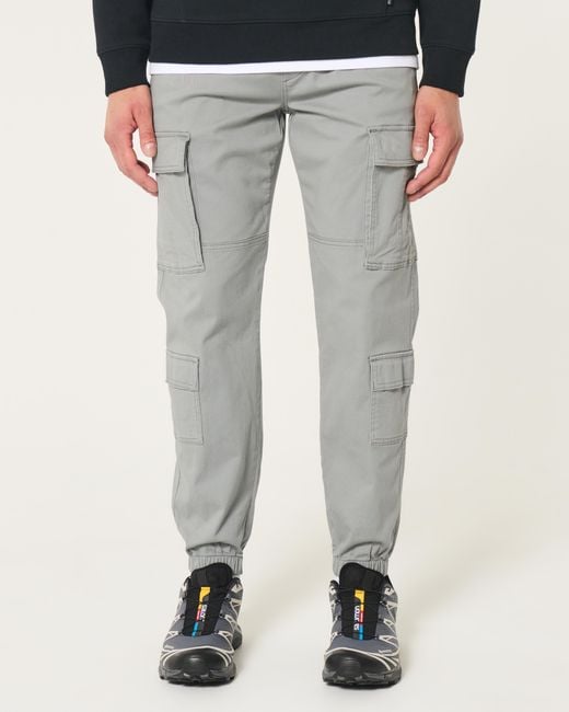 Hollister Gray Relaxed Twill Cargo Joggers for men