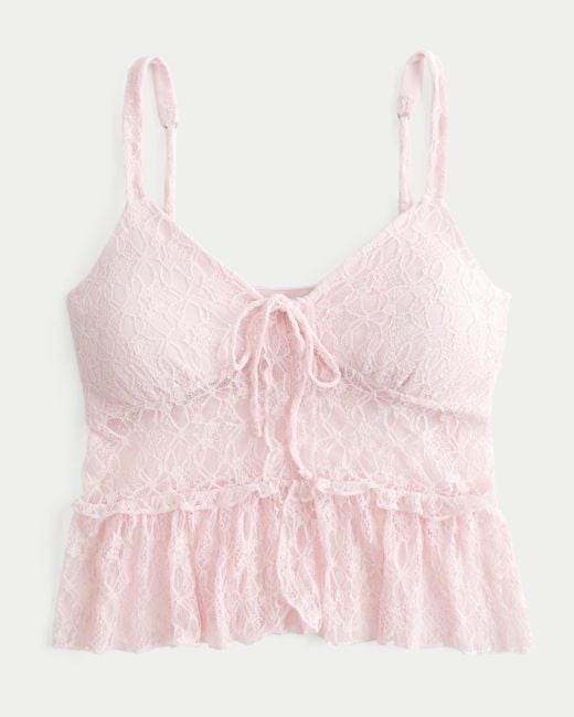 Hollister Pink Lace Ruffle Top