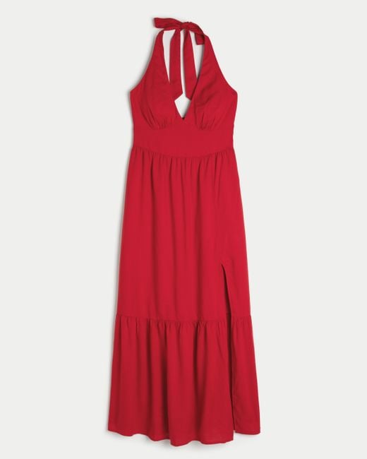 Hollister Red Halter Maxi Dress