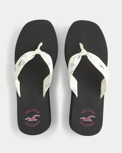 Hollister Black Platform Flip Flops
