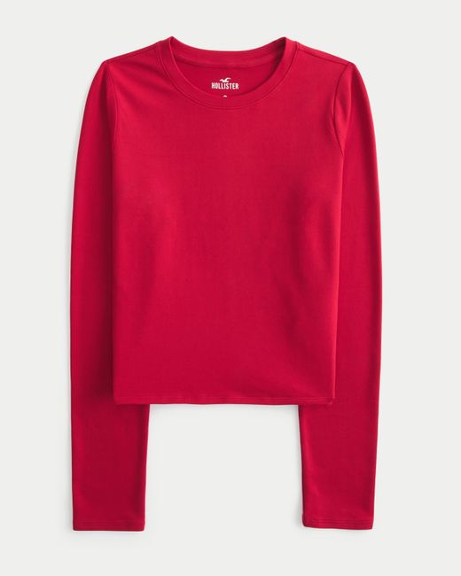 Hollister Red Long-sleeve Seamless Fabric Top