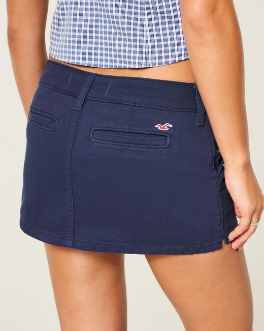 Hollister Blue Ultra Low-rise Twill Micro Mini Skort