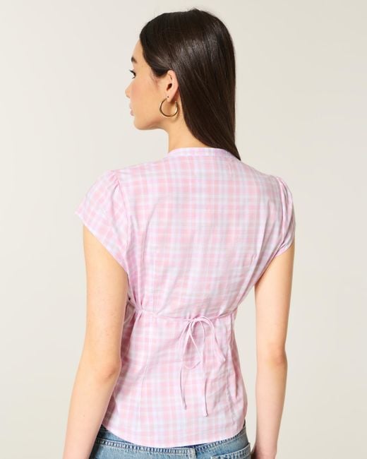 Hollister Pink Short-sleeve Icon Henley Shirt