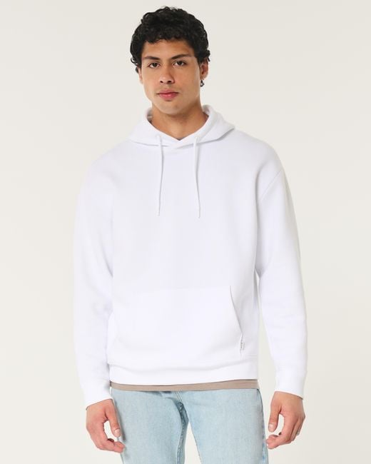 Hollister White Relaxed Cooling Hoodie for men