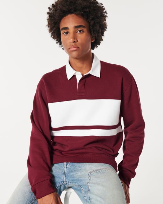 Hollister Red Relaxed Long-sleeve Rugby Polo Sweatshirt for men