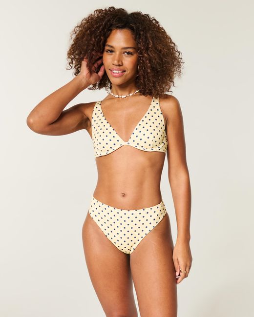 Hollister Metallic Curvy High-leg High-waist Ribbed Cheeky Bikini Bottom