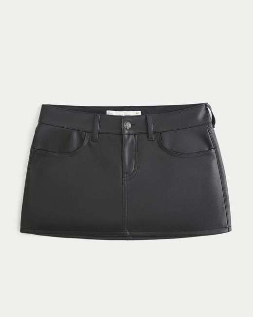 Hollister Black Faux Leather Mini Skort