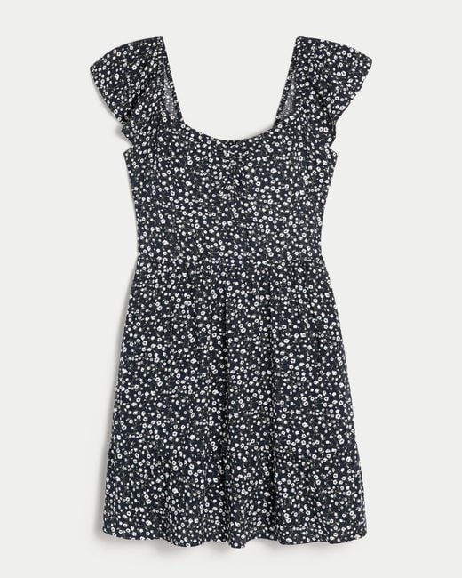 Hollister Black Short-sleeve Cinch Bust Skort Dress