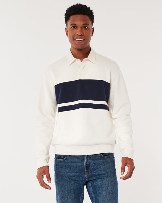 Hollister Blue Relaxed Long-sleeve Rugby Polo Sweatshirt for men