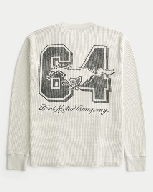 Hollister Gray Thermal Long-sleeve Ford Mustang Graphic Tee for men