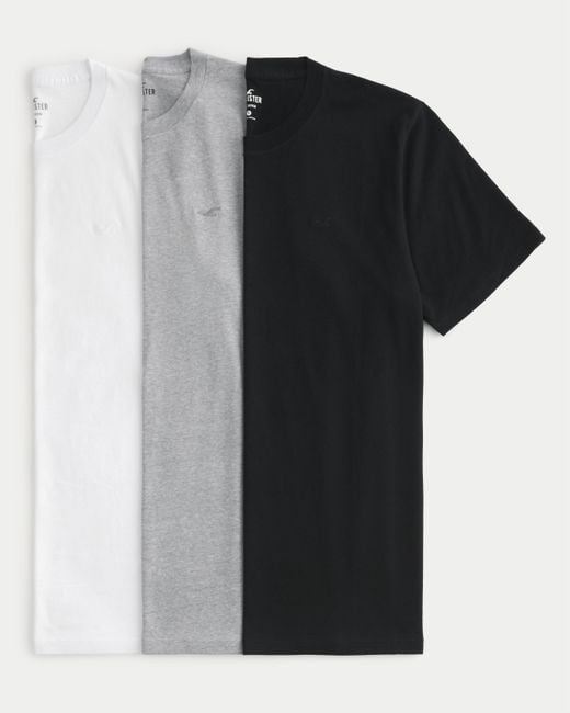 Hollister Black Icon Crew T-shirt 3-pack for men