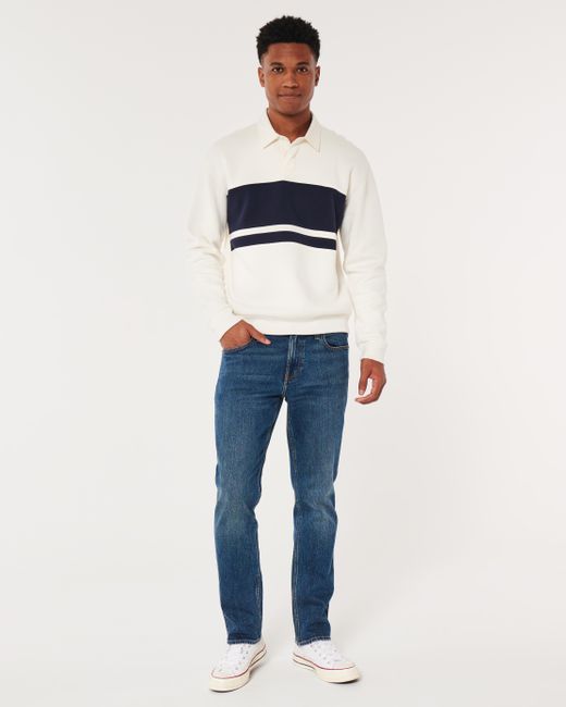Hollister Blue Relaxed Long-sleeve Rugby Polo Sweatshirt for men