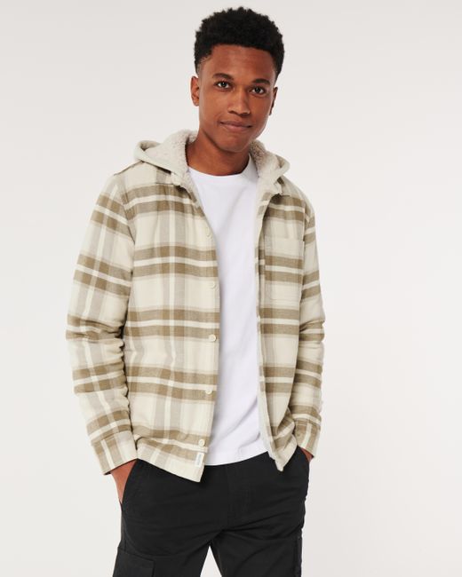 Hollister Natural Faux Shearling-lined Shacket for men
